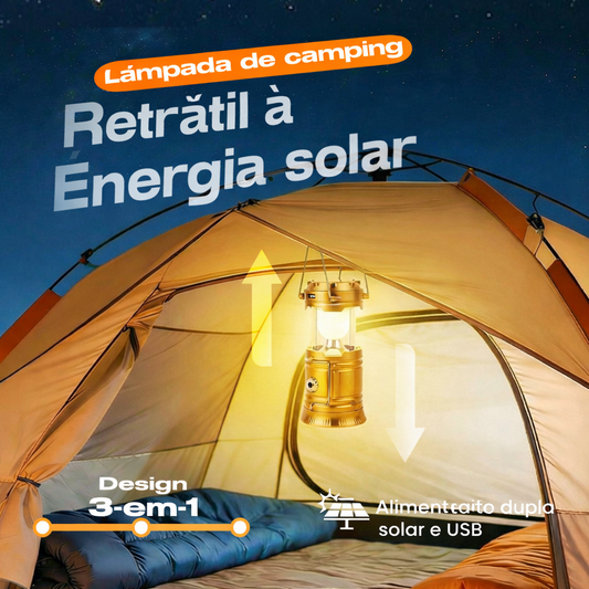 Luz de Camping Solar Retráctil – Portátil e Recarregável
