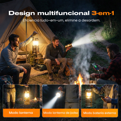 Luz de Camping Solar Retráctil – Portátil e Recarregável