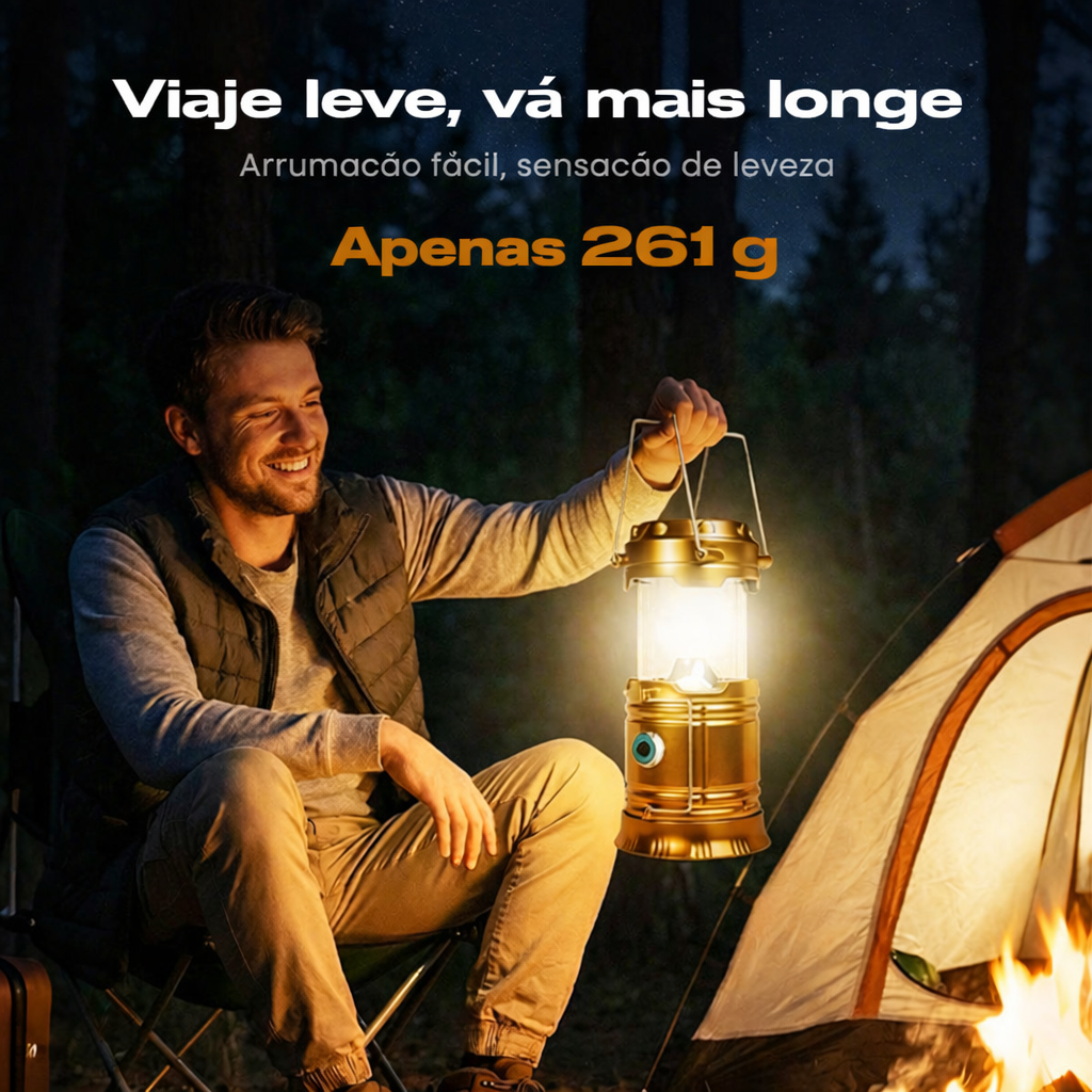 Luz de Camping Solar Retráctil – Portátil e Recarregável